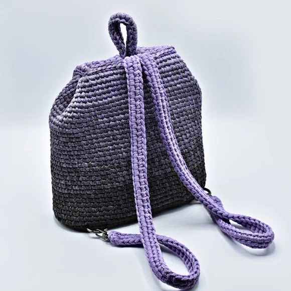 💕 Handmade Backpack in Lilac and Gray Melange - Picture 3 of 5